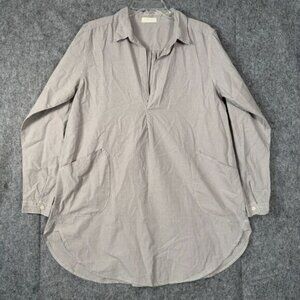 CP Shades Teton Tunic Top Womens Medium Taupe Stripe Linen Cotton Lagenlook Boho